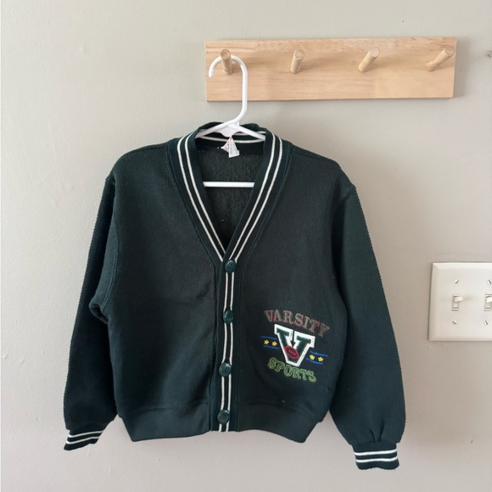 Vintage Kids Green‎ Cardigan Sweater